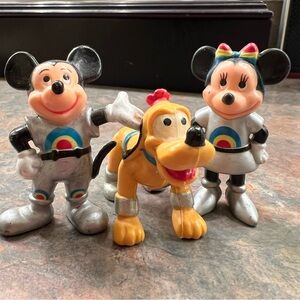 Disney 1980s Mickey & Minnie Mouse, Pluto EPCOT Mission Space figures